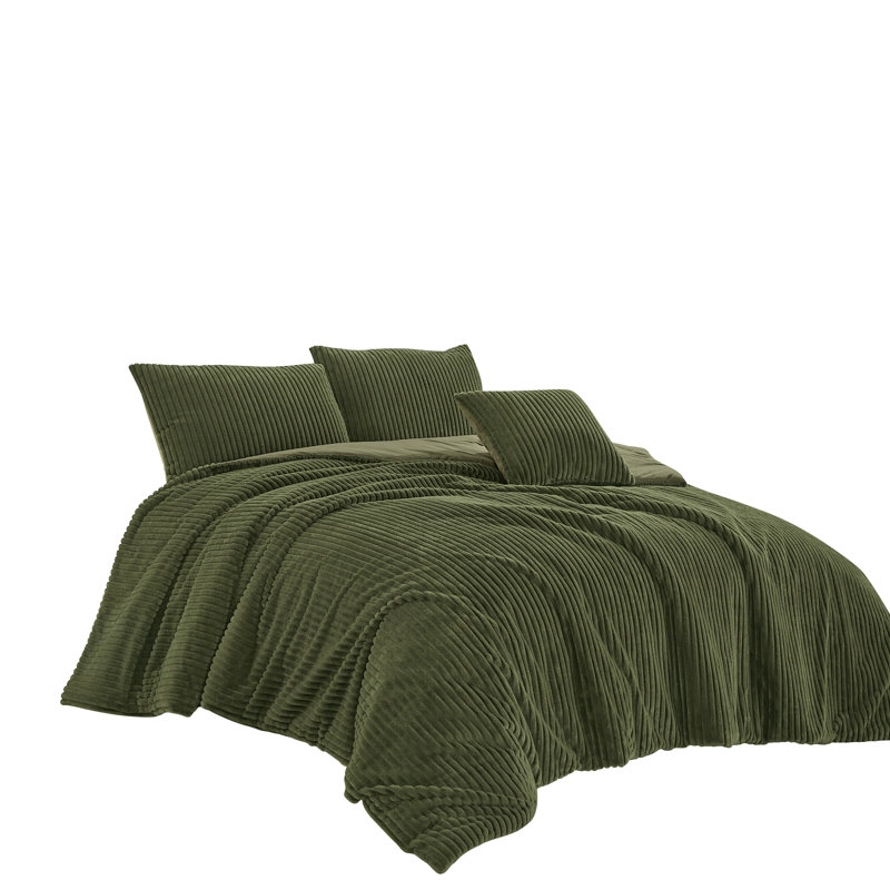 Ensemble d'édredon 4 pièces Apala, Édredon grand et 3 pièces supplémentaires, Vert