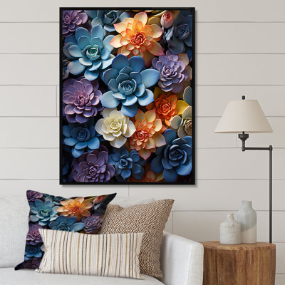 «Euguene Colorful Succulents Succulent Zen», reproduction sur toile
