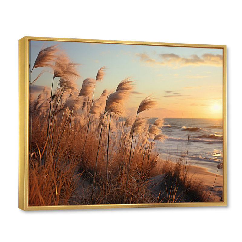 Amaaya Photo Beach Grass I sur impression sur toile, H 30 po x l 40 po x P 1,5 po, Cadre flottant doré