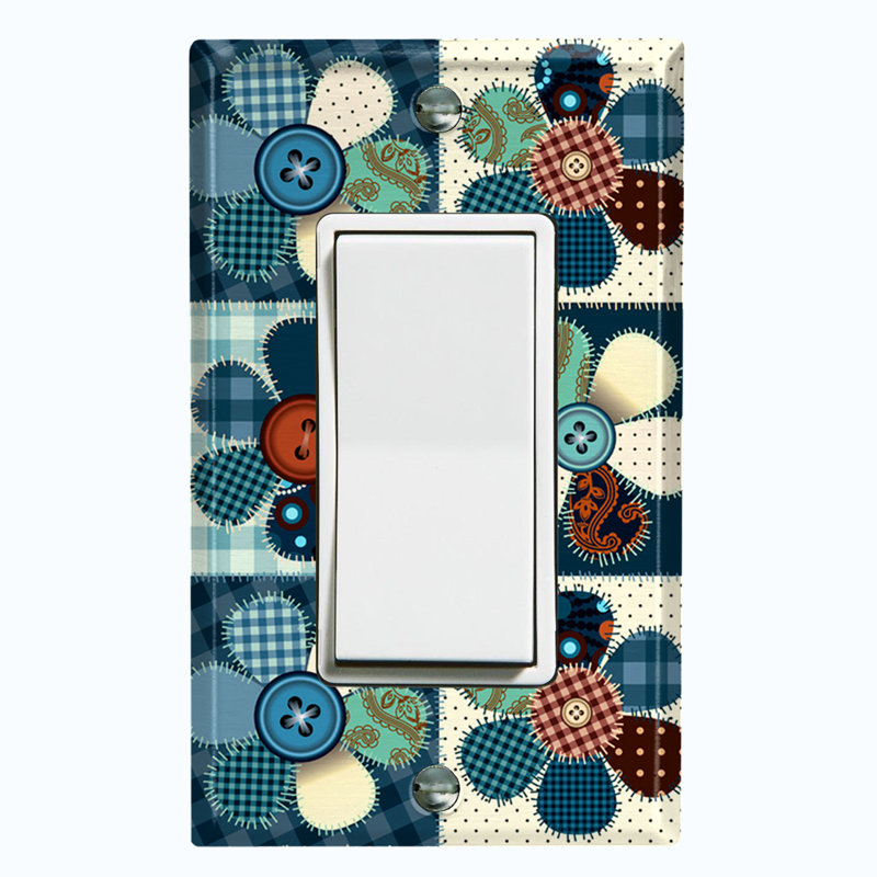 Couvercle de prise en métal pour interrupteur de lumière (fleur sarcelle - bascule simple)