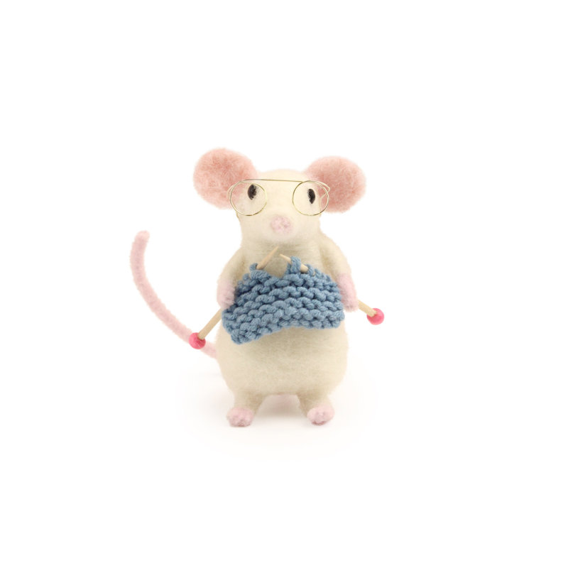 Felting Kit - Knitting Mouse Needle Felt Kit