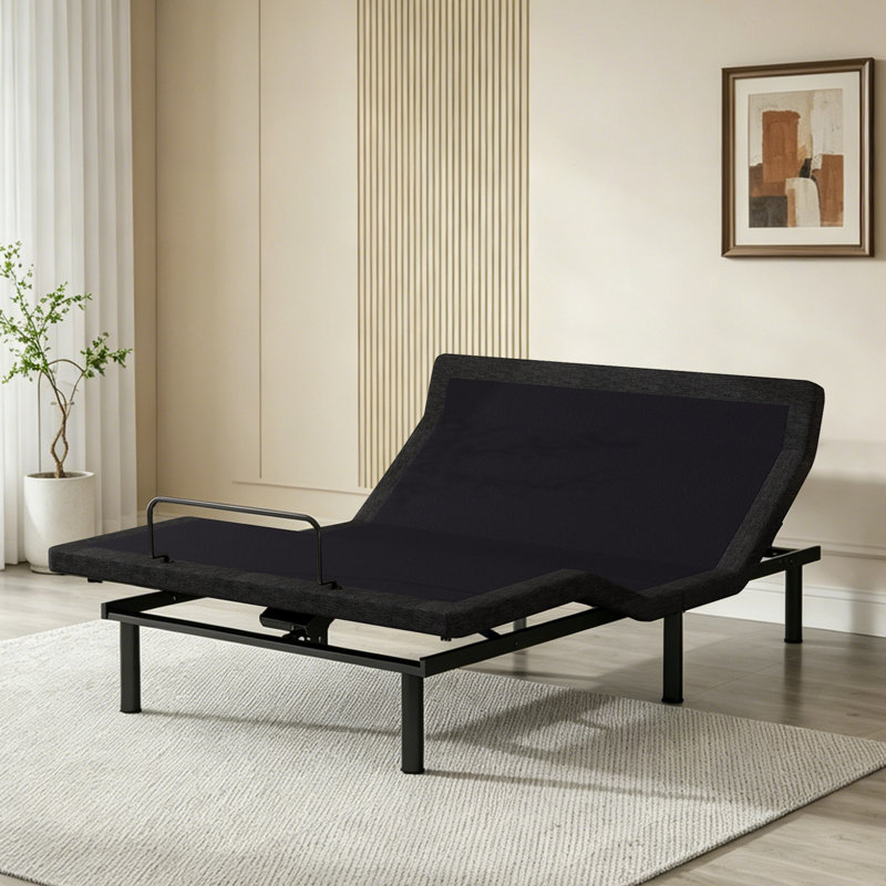 Ensemble de lit réglable Cyrielle + matelas en mousse viscoélastique imprégnée de gel rafraîchissant de 12 po - lit électrique à gravité zéro avec télécommande sans fil, inclinaison de la tête / du pied, lumière DEL, ferme moyenne sans fibre de verre