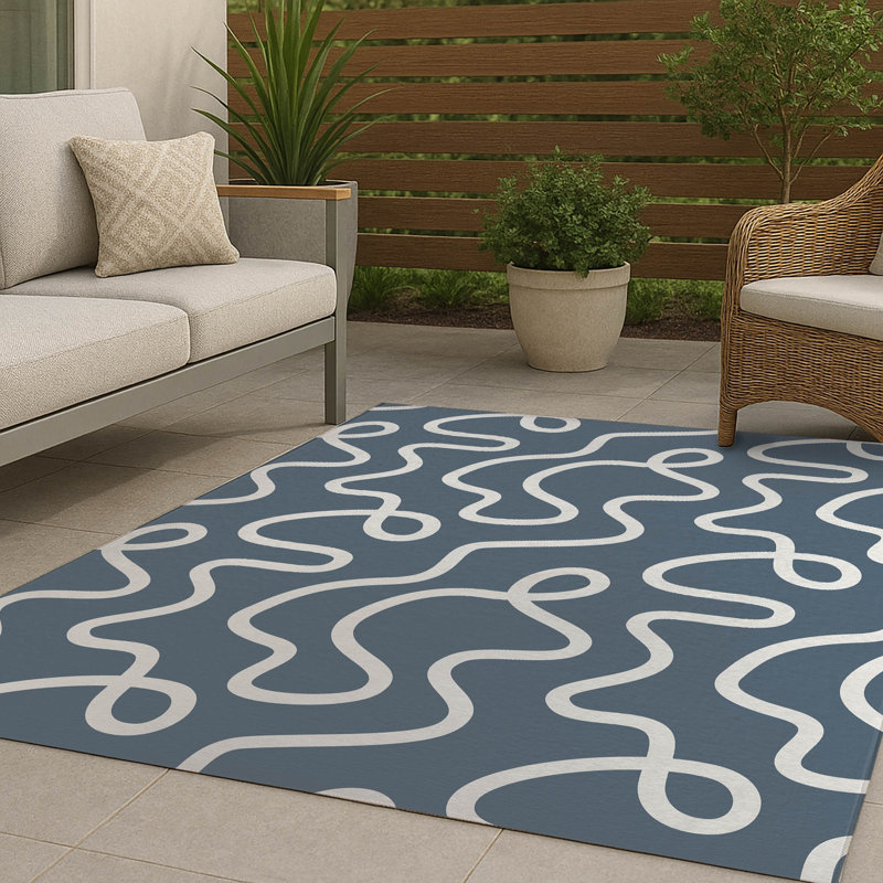 Tapis d'extérieur antidérapant Squig, Rectangle 4pi x 6 pi