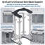 Support de lavabo encastré en acier inoxydable, tige de support réglable de 47 à 77 cm, support de lavabo robuste pour installation sous comptoir dans la cuisine et la salle de bain