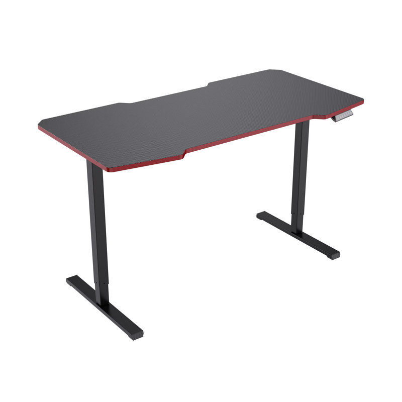 Bureau électrique à hauteur ajustable avec plateau deux pièces, Noir / Noir, H 46,4 po x l 55 po x P 28 po