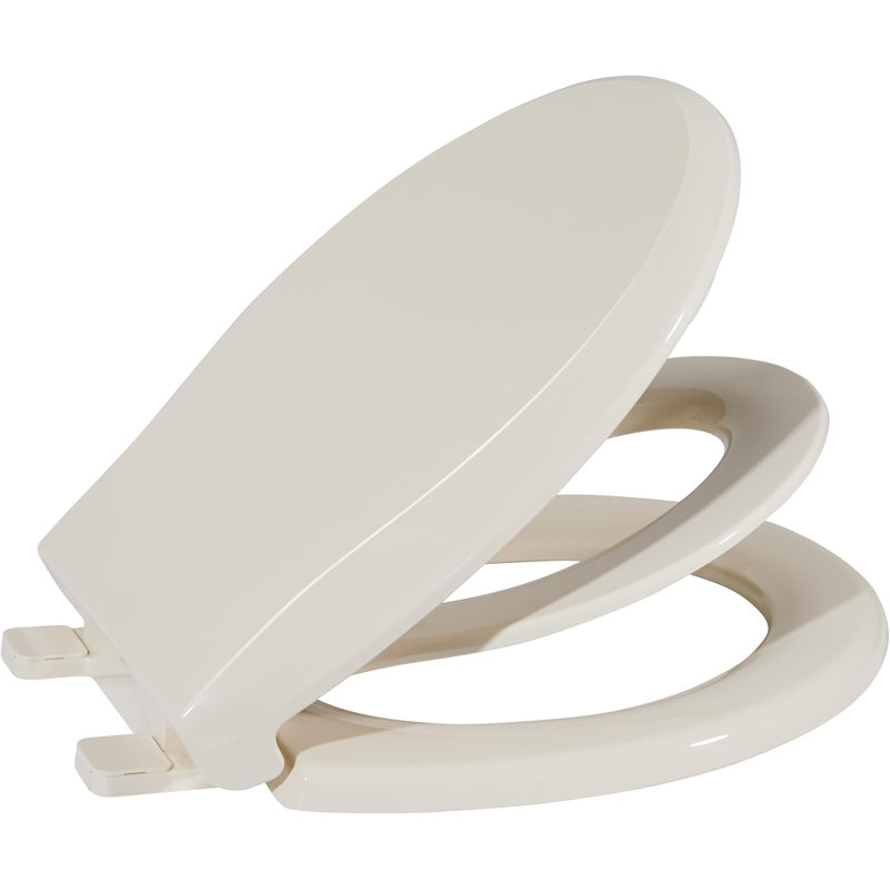 Round Toilet Seat Adult/Child, Built-In Potty Training Seat, Soft Quiet Close Non-Slip Seat, Easy to Install & Clean, Magnetic Kids Seat and Cover for Round Oval Toilets, Almond Color