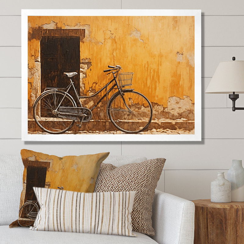 Caramel commute vélo I - art mural de vélo_106994, Cadre photo blanc, H 24 po x l 32 po x P 1 po