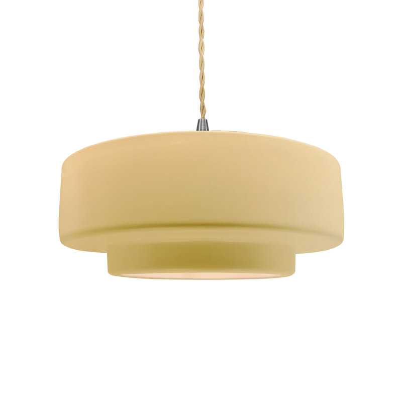 Luminaire suspendu à 1 lumière Meydan, H 5,25 po x l 14,5 po x P 14,5 po, Jaune atténué, Nickel brossé