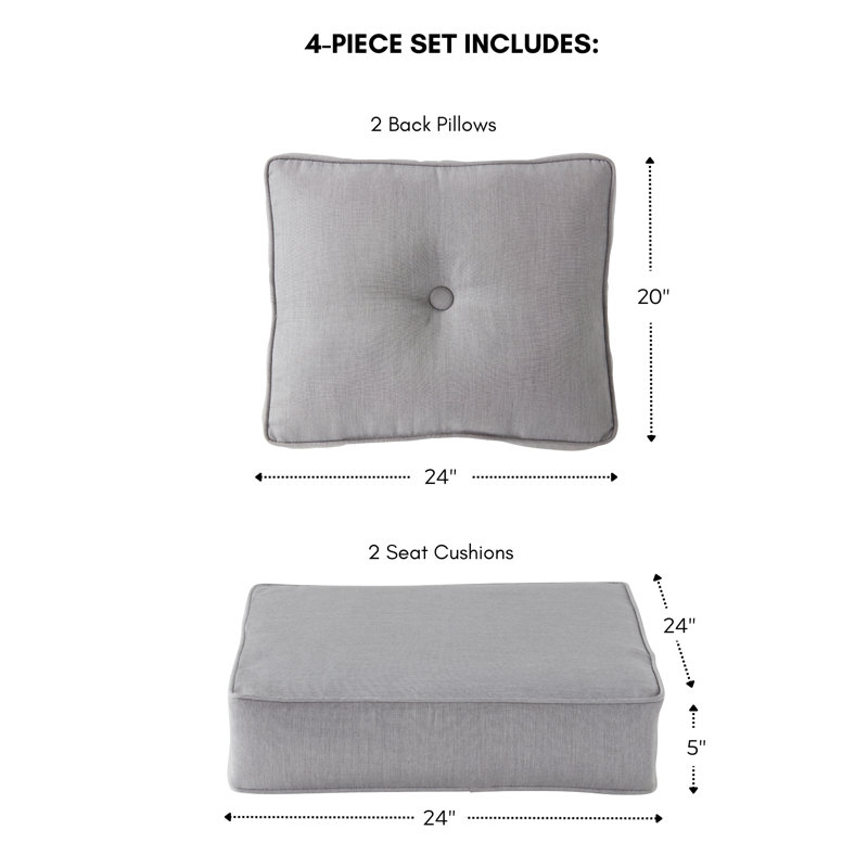 Sunbrella 4-Piece Deep Seat Cushion Set, Granite