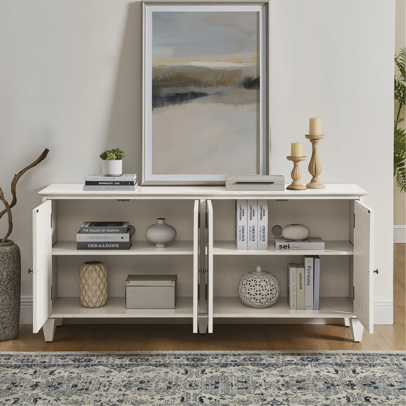 Buffet 65,5 po Mid Century Modern Buffet, Blanc antique