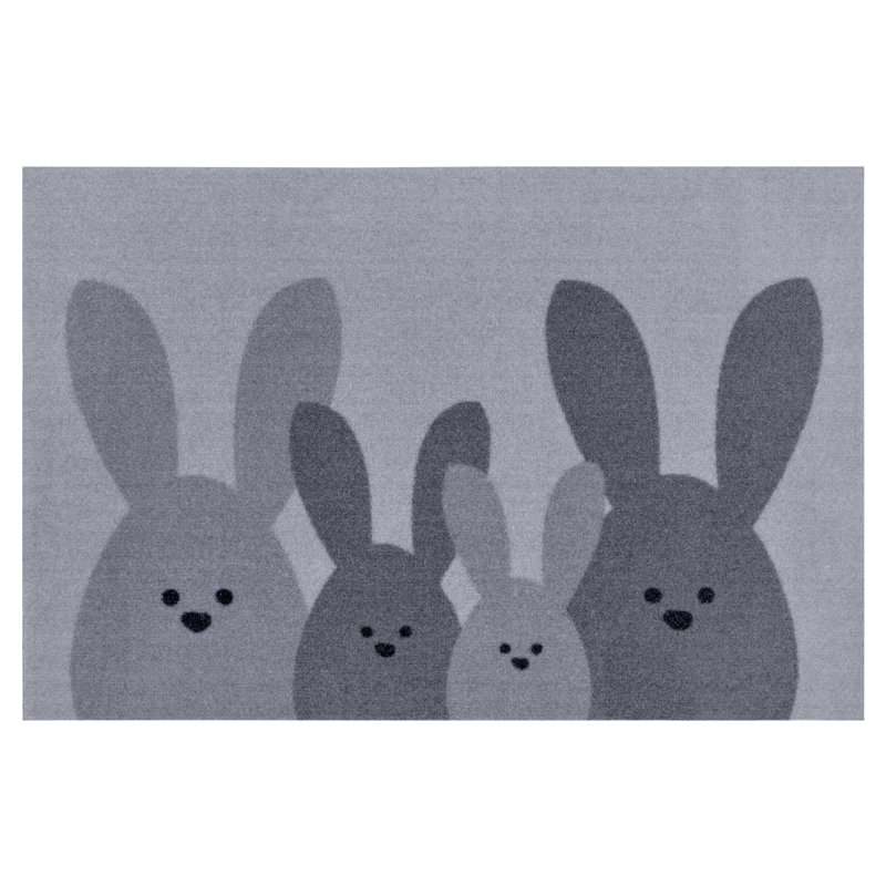 Bunny Family Doormat, Grey