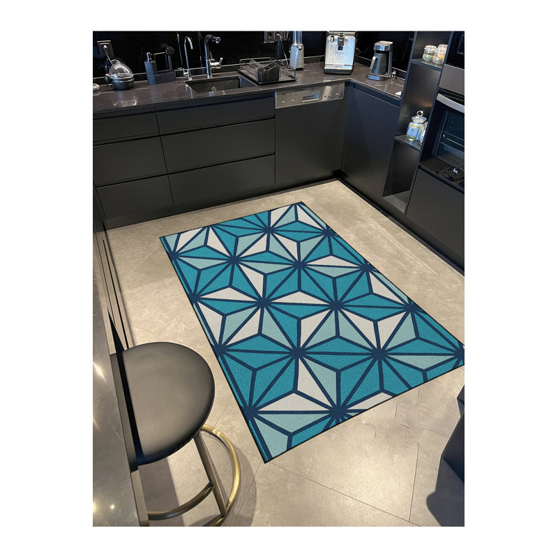 Tapis tissé traditionnel bleu sarcelle Mosso, 2'6" x 4'11"