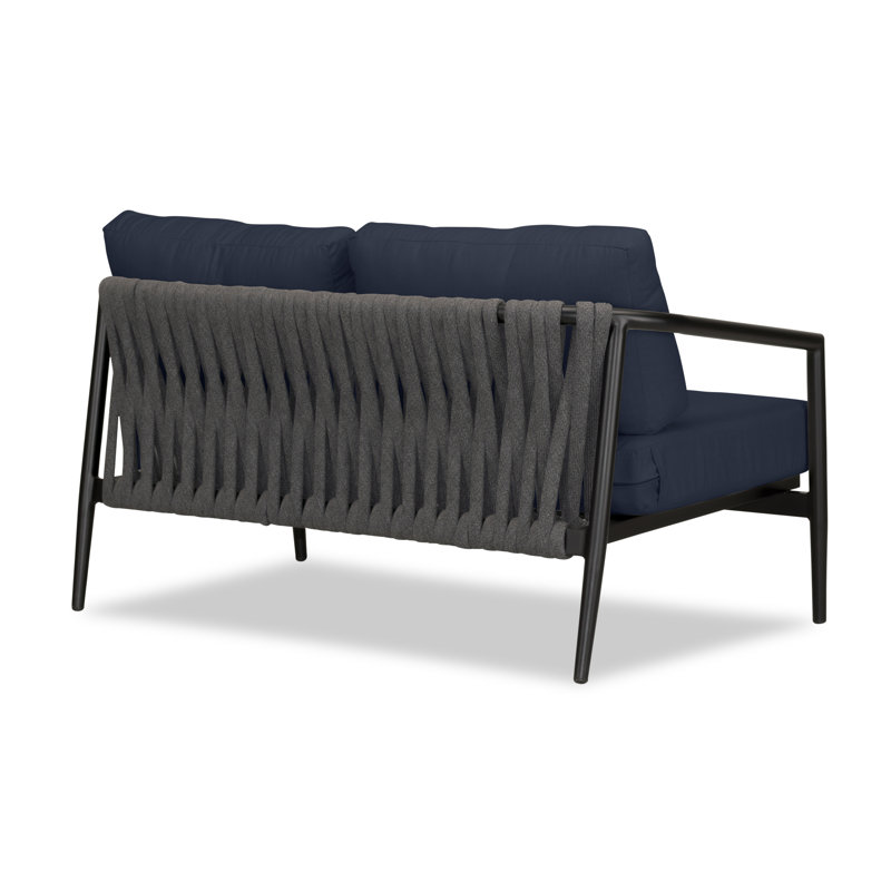 Olio Outdoor 2 - Seat Loveseat, Spectrum Indigo Sunbrella®, Black