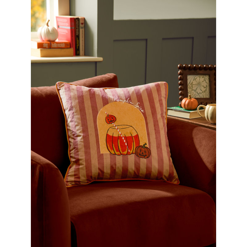 Pumpkin Spice Striped Orange Cushion Cover