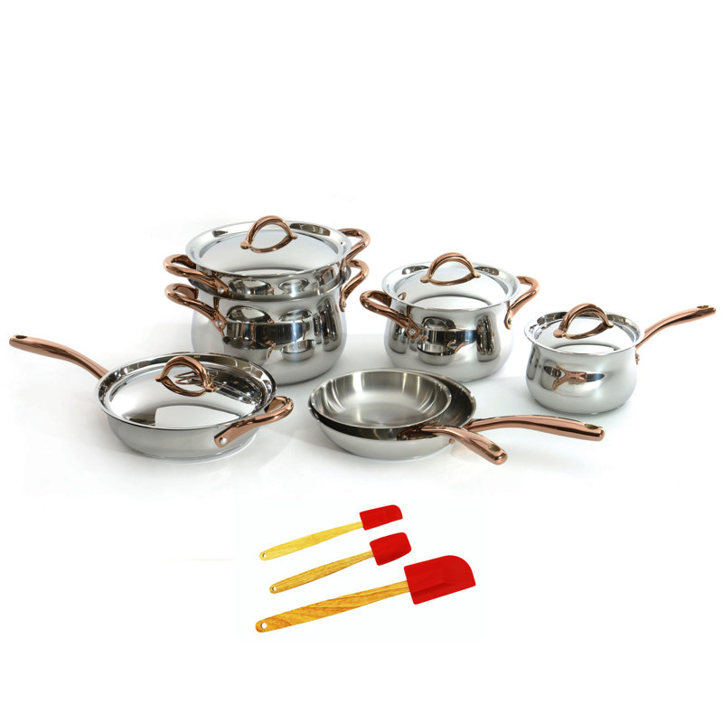 Batterie de cuisine 14 pièces en acier inoxydable Berghoff Ouro Gold 18/10 avec couvercles en métal