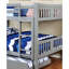 Lit superposé double au-dessus, finition grise, conception transitionnelle, attaché, rails avec joint de verrouillage, 13 pièces Lattes, bois massif, lit de décoration de chambre à coucher de structure commune, idéal pour l'espace