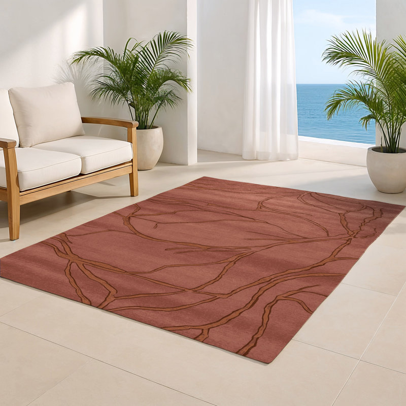 Tapis brun abstrait intérieur et extérieur, Rectangulaire 2 pi x 3 pi