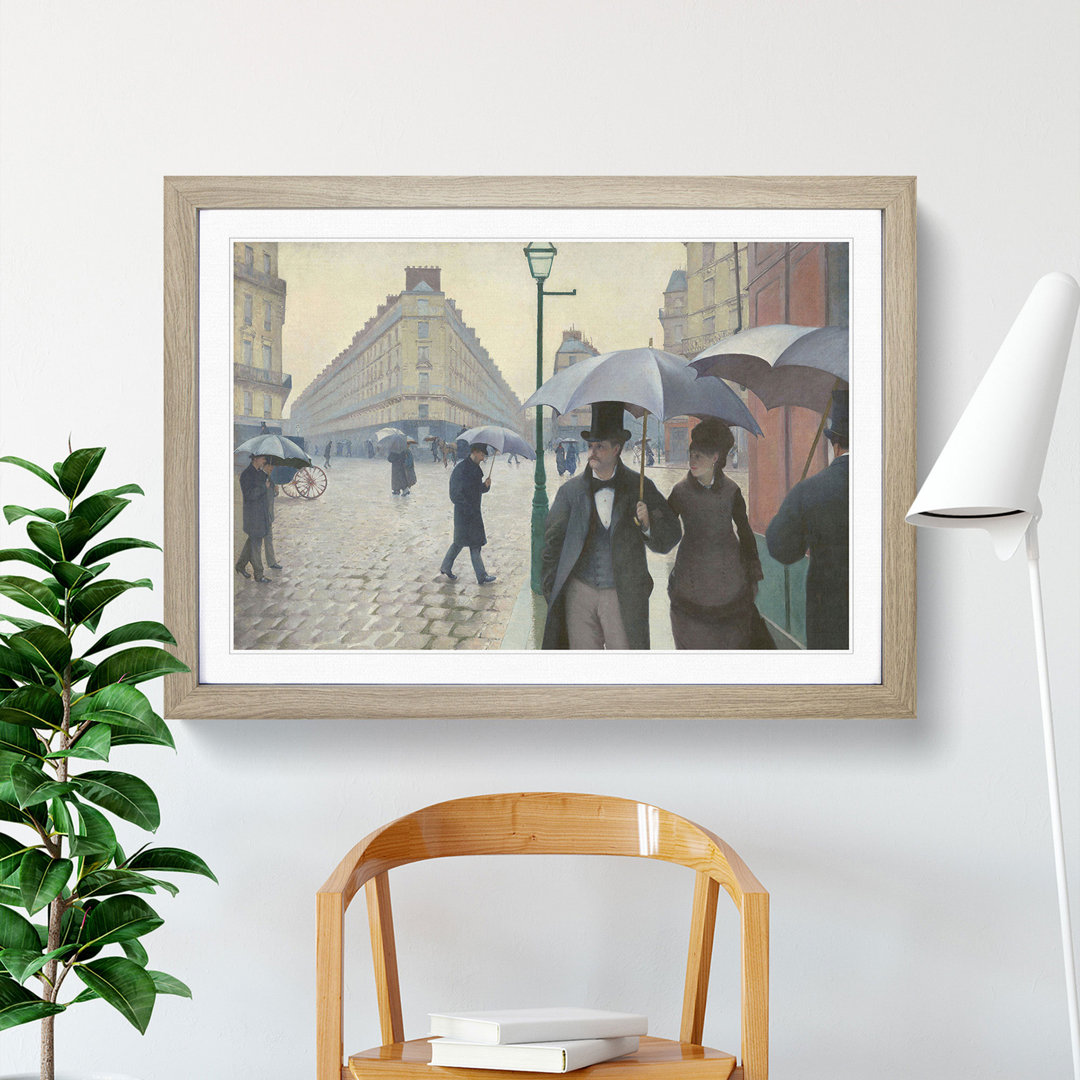 Paris Street on a Rainy Day by Gustave Caillebotte - Framed Print