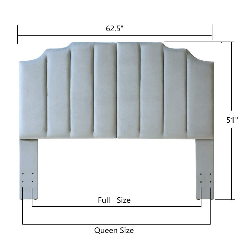 Gabbrielle Tufted Upholstered Headboard, Gray, Queen
