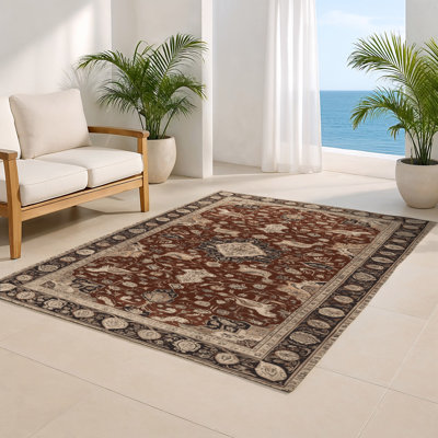 Tapis d'intérieur et d'extérieur brun Persian