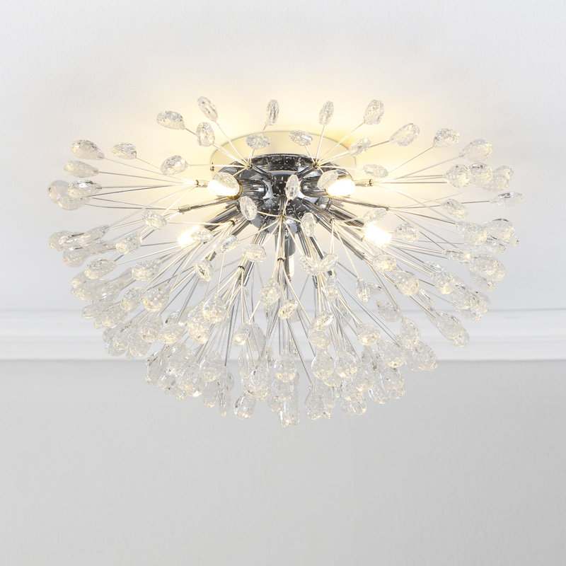 Plafonnier semi-encastré 5 lumières Starburst, Chrome