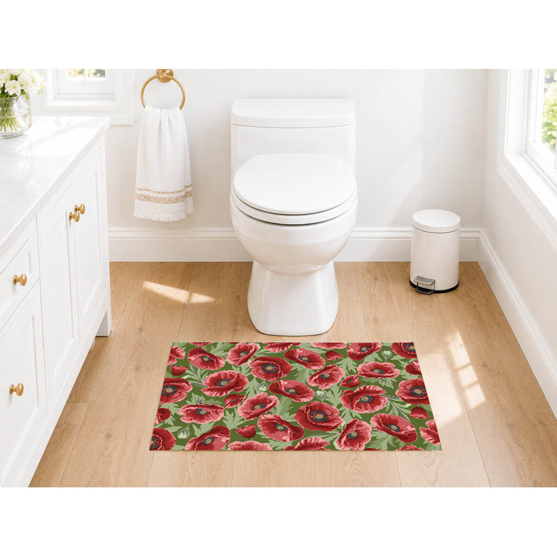 Tapis de toilette rectangulaire absorbant antidérapant Poppie, 24" W x 17" L, Evergreen