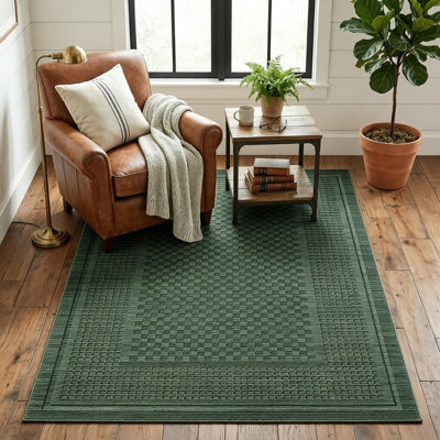 Tapis lavable à motif écossais pour salon et salle à manger