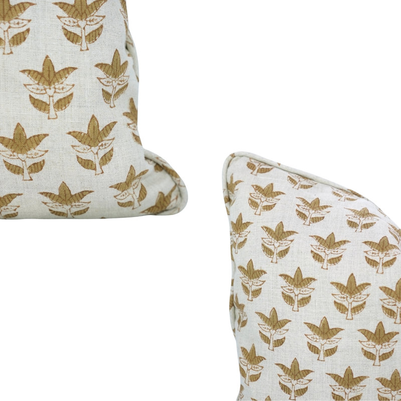 Housse de coussin décoratif en lin avec passepoil artisanal Fab Divine - 7 pattes, Rectangle H 12 po x l 20 po
