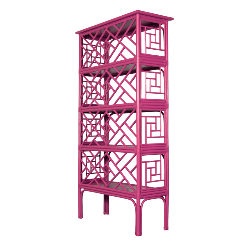 Chippendale 69"H x 35.5"W Etagere Bookcase, Hot Pink