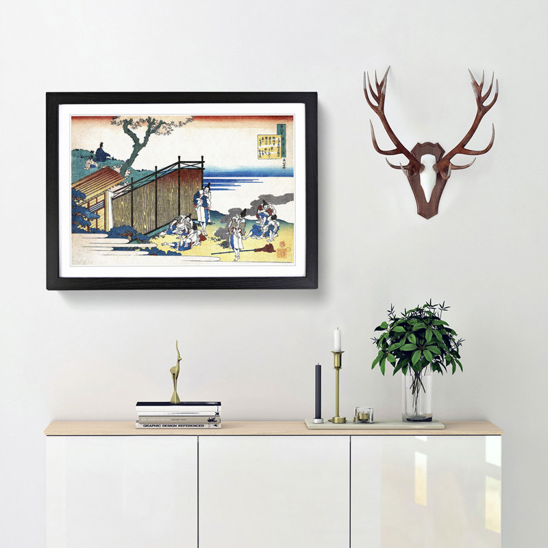 Resting by Katsushika Hokusai - Picture Frame Painting Print, Black Framed, 48cm H x 65cm W x 2cm D