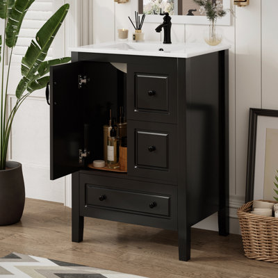 Ensemble de meuble-lavabo simple 24 po avec plateau en céramique Joule