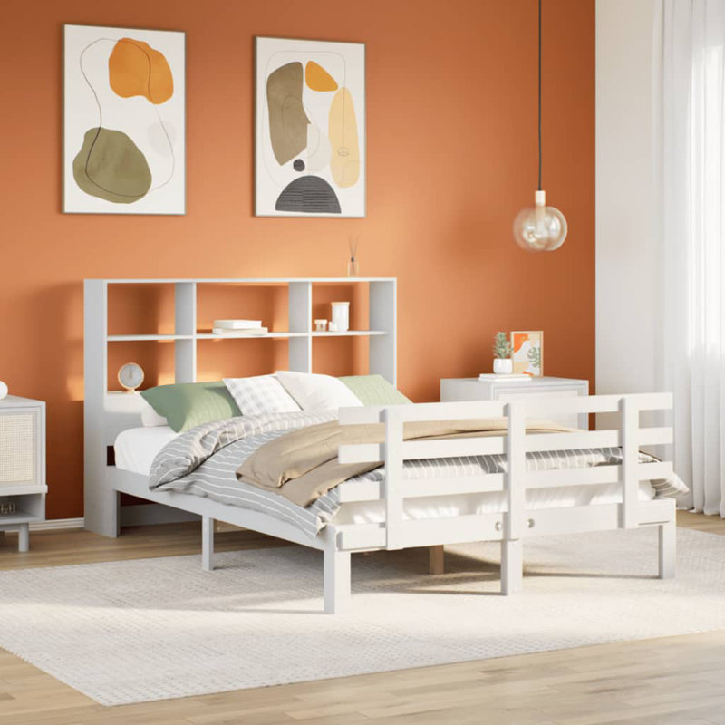 Daryanani Solid Wood Bed, 90 x 200 cm, White