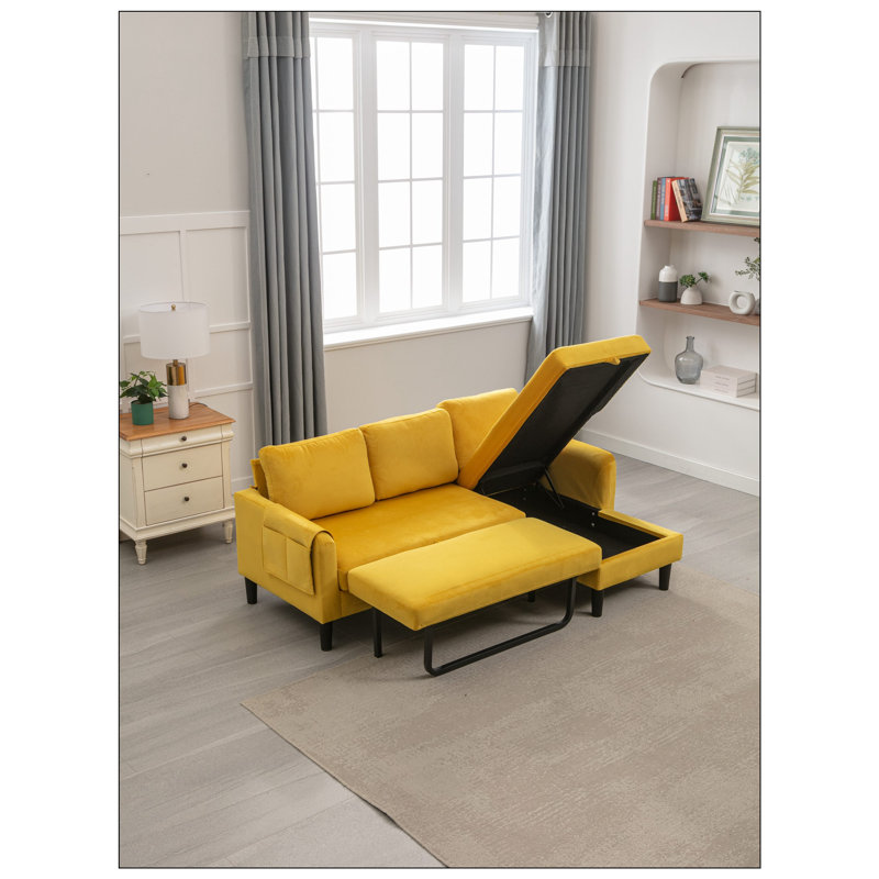 Canapé modulaire Canapé-lit modulaire réversible avec méridienne de rangement Canapé modulaire en L avec lit escamotable et méridienne de rangement