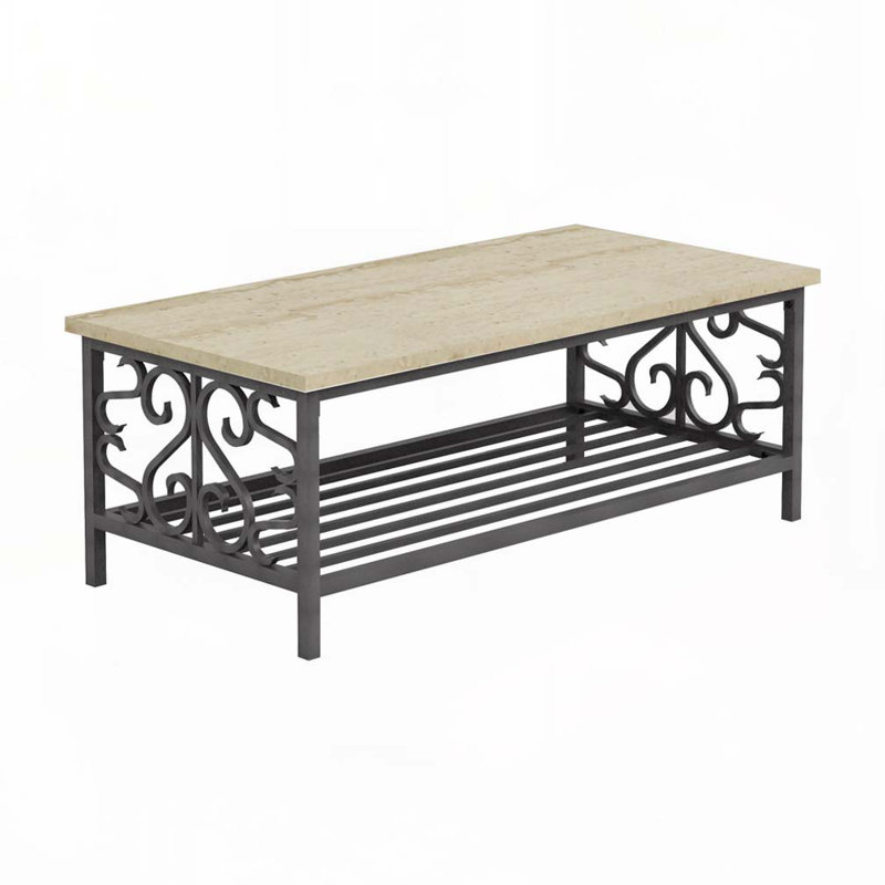 Table basse avec plateau en faux marbre