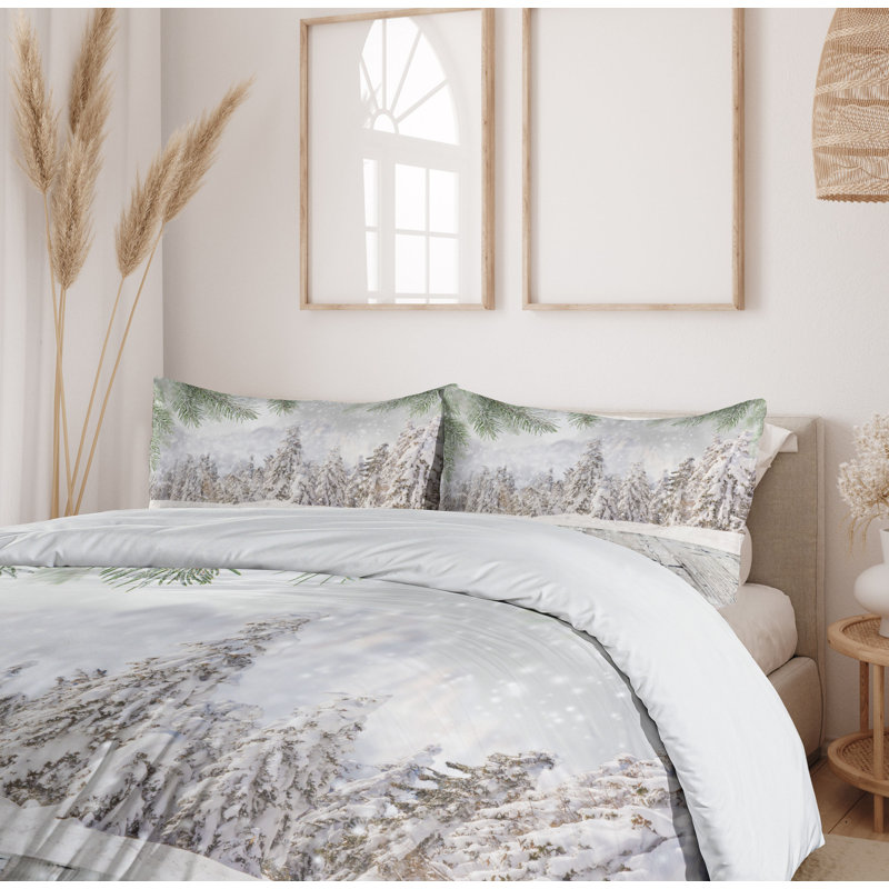 King Size Winter Forest Microfiber Duvet Cover Set