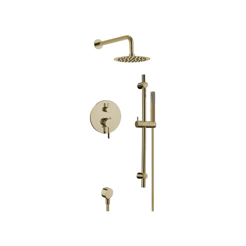 Vissali Complete Shower System with Rough in-Valve, Brushed Gold