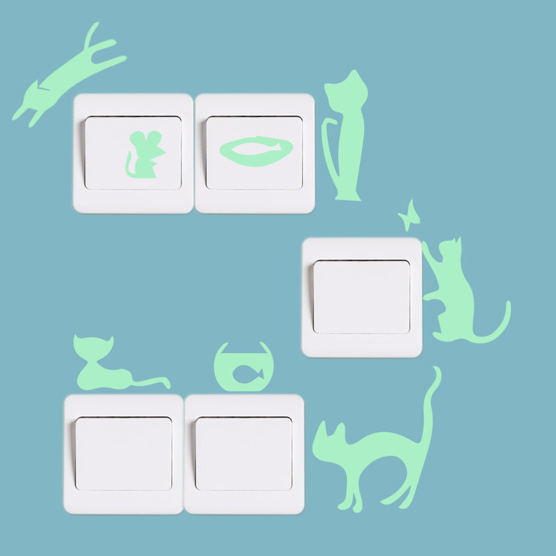Cats Glow in Dark Wall Sticker Set