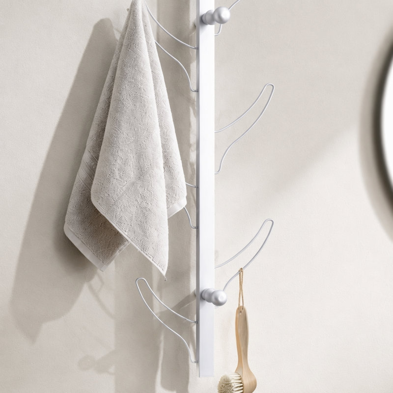 Versatile Wall Mounted Eight Hook Coat Rack for Space Optimization, Gray