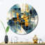 Horloge murale formes abstraites or et bleu-1316097998