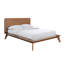 Lit double en bois de noyer massif de style Mid-Century moderne, lit plateforme avec pieds fuselés inclinés et tête de lit à panneaux, matelas en bois, moderne, pieds