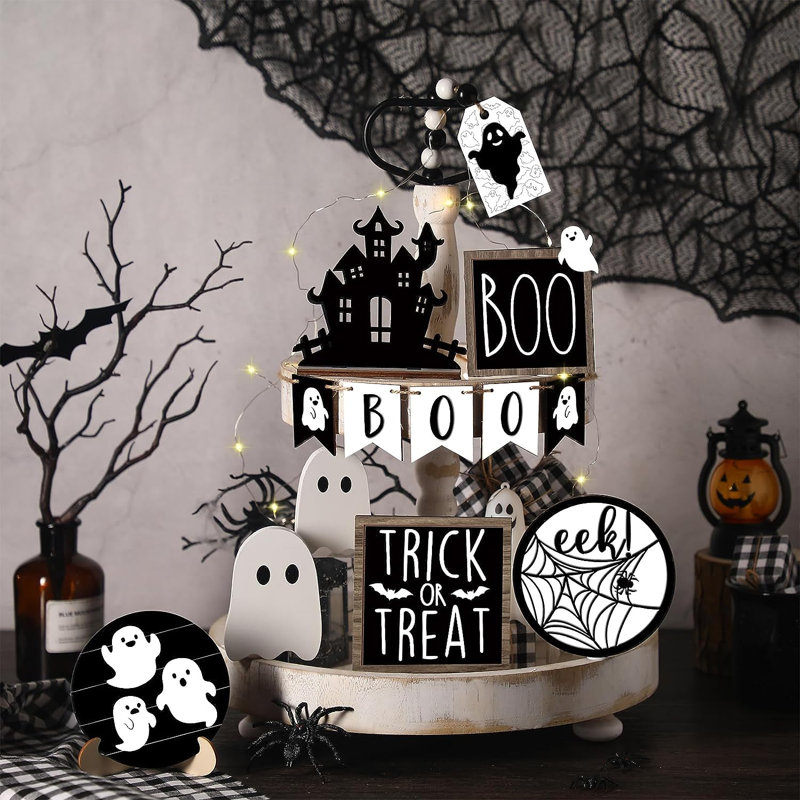 Ensemble de 15 plateaux décoratifs 15 étages Halloween
