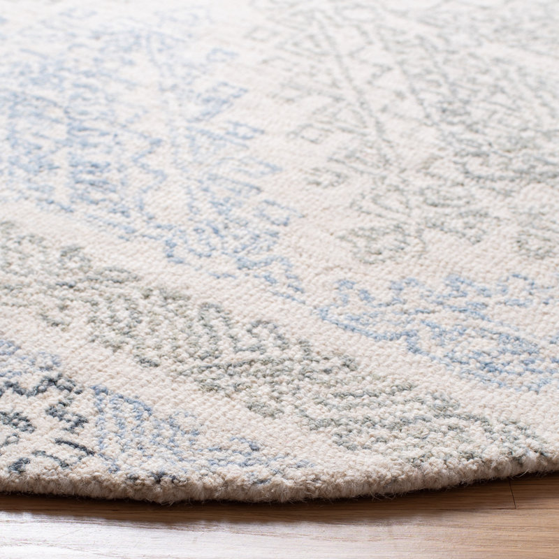 Tapis en laine et coton touffeté à la main Garduno, Rond 5 pi