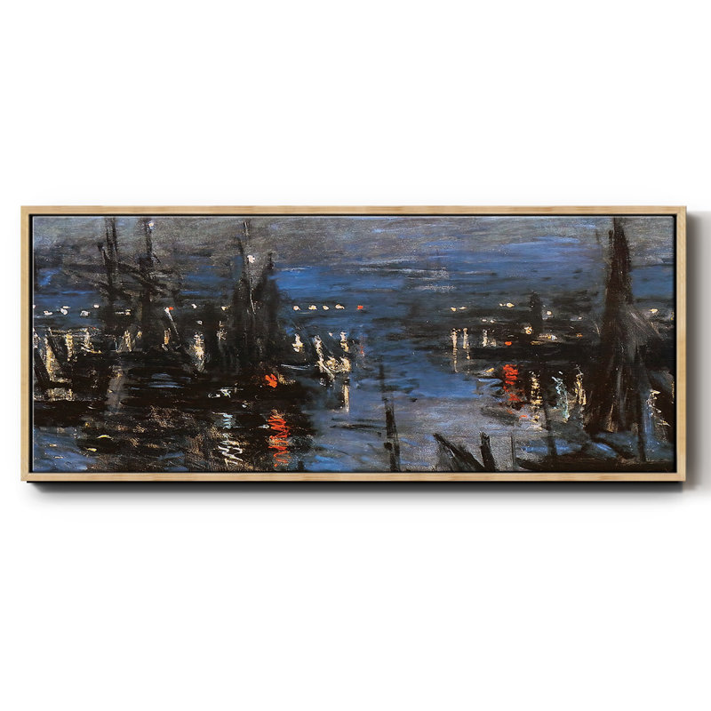 The Port of Le Havre, Night Effect, 1873- Framed Canvas, 8" H x 20" W