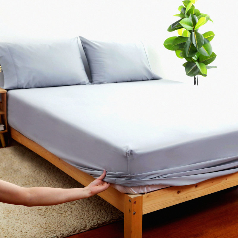 Percale Weave California Fitted Sheet - 300 Thread Count GOTS Certified - 17" Deep Pockets - Soft & Breathable Bedding, Gray