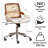 Swivel Home Office Chair - Upholstered Faux Leather & Rattan Back Desk Chair, Ergonomic Executive Chair with Lumbar Support-1556332909