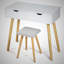 Ensemble coiffeuse en bois massif avec tabouret-1994490351