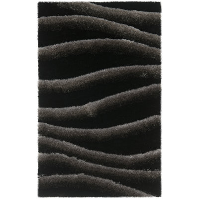 Tapis noir / gris touffeté à la main Andu