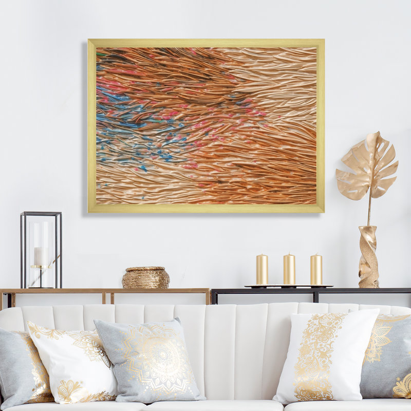 «Terracotta Bliss Texture Abstract», reproduction d'art sur toile, Cadre doré à une seule photo, H 30 po x l 40 po x P 1,5 po