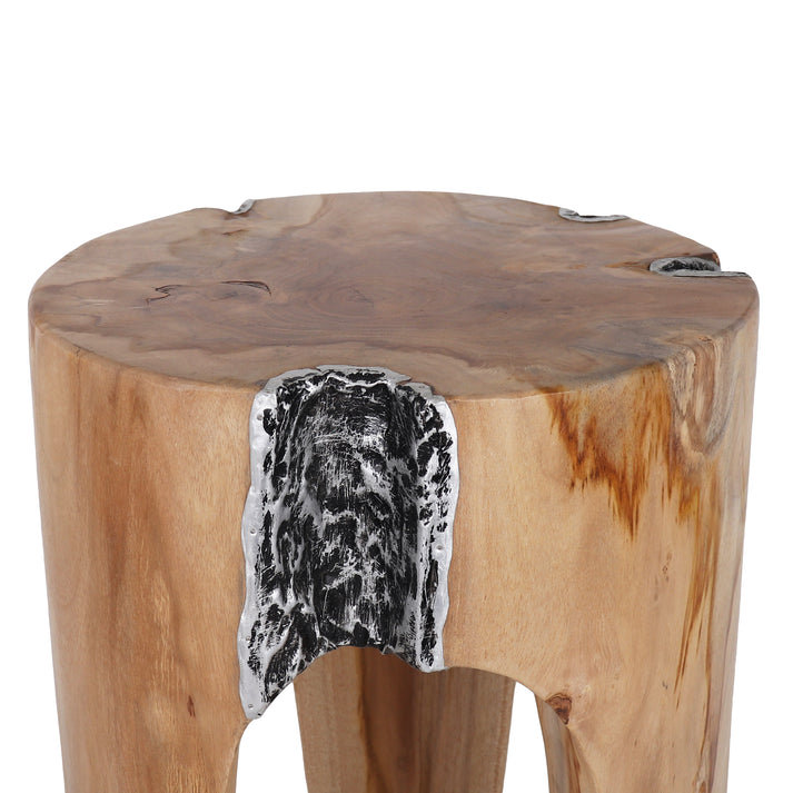 Tabouret d'appoint Adrik, Naturel / Argenté