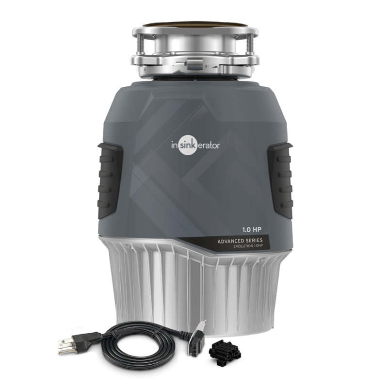 InSinkErator Evolution 1HP with power cord, 1 HP Garbage Disposal, Advanced Series Continuous Feed Food Waste Disposer, EVOLUTION 1HP-1